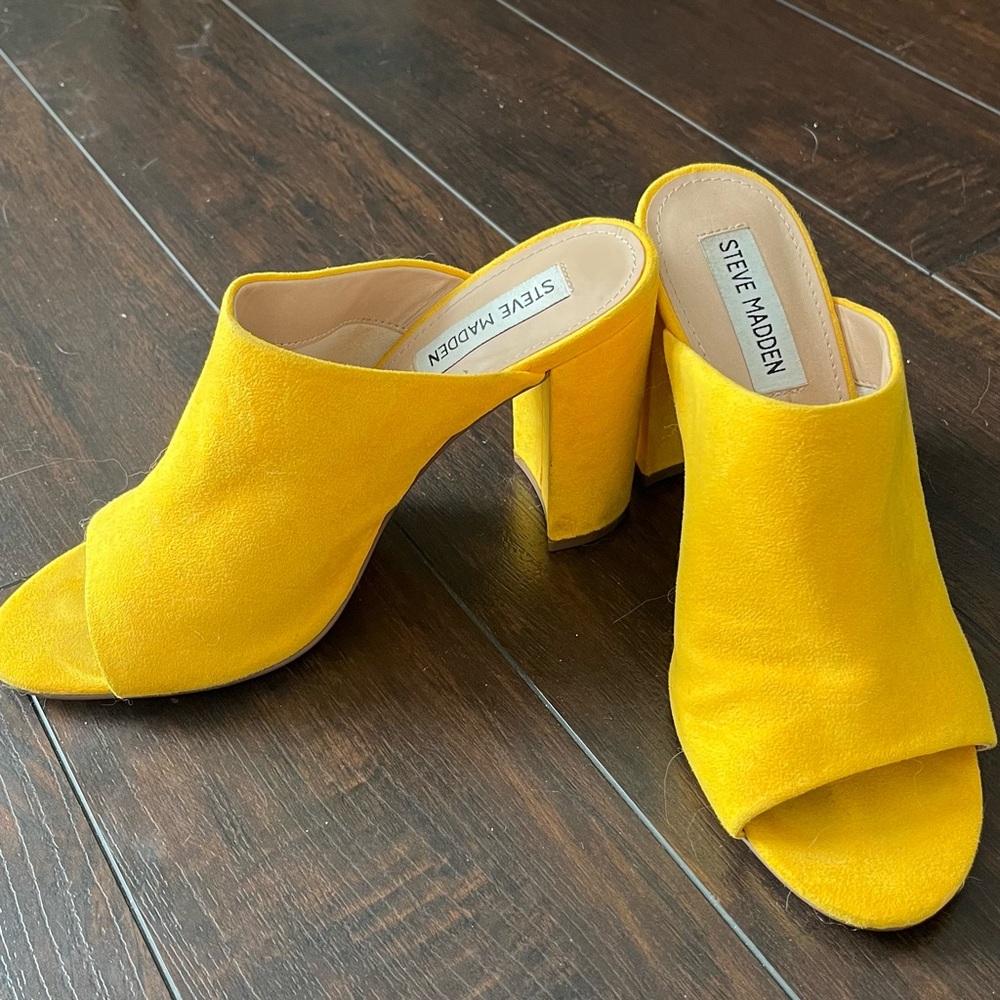 Yellow Block Heels